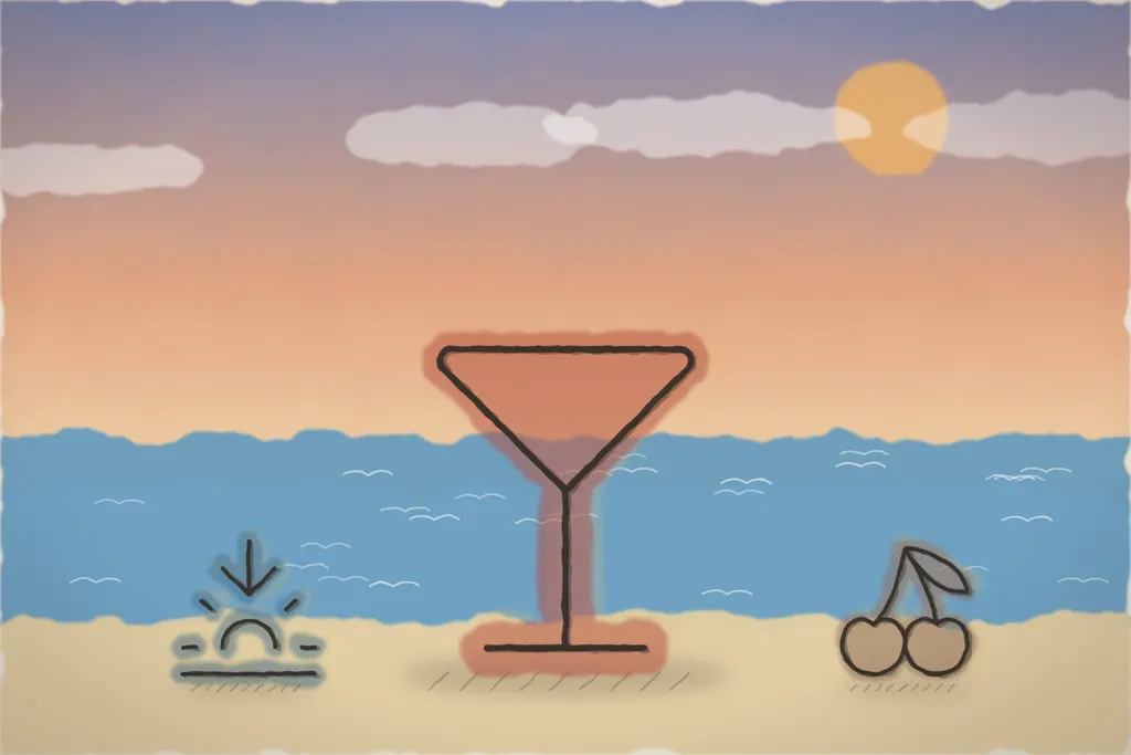 Cocktailul Apus în Vama (ilustrație)